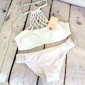 NWT Haute Ellie halter white bikini, M and L